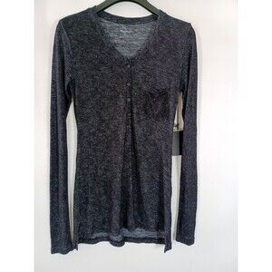 Rails Black Long Sleeve Henley Shirt with Pocket Made in USA Size L